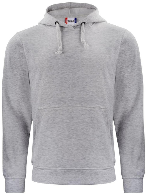 Felpa Clique Basic Grigio Melange con Cappuccio Tascone a Marsupio