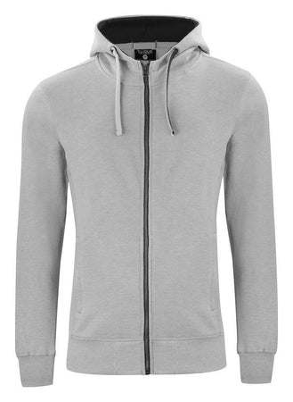 Felpa Clique Classic Grigio Melange Zip/Cappuccio Uomo 300 grammi Taglie Forti