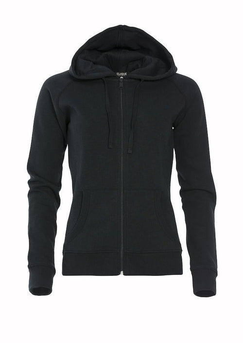 Felpa Loris Donna Nero Felpa Slub con Cerniera Cappuccio Tasche