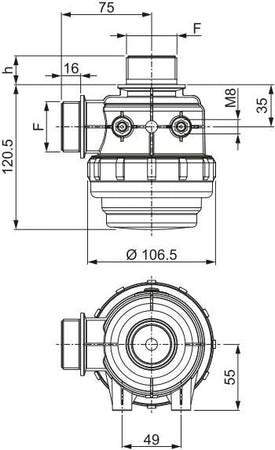 Filtro di aspirazione G 1" 1/4 diametro 106,5