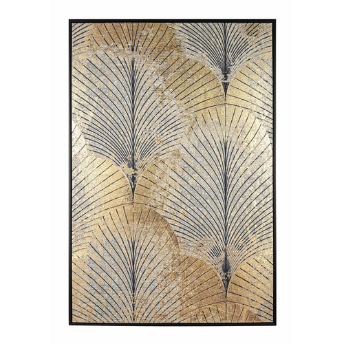 Quadro moderno Stampa su tela Oro su nero 83 X 122 cm minimalista bold