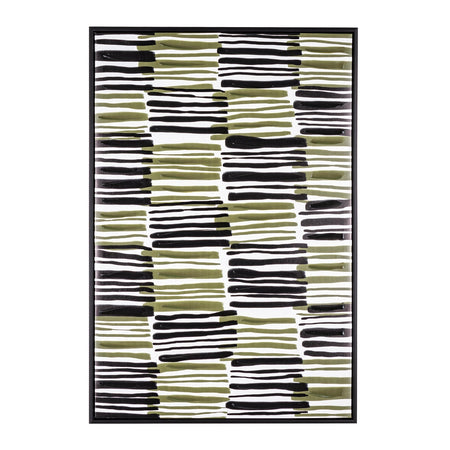 Quadro moderno olio su tela dipinto a mano verde e nero 62 X 92 cm minimalista bold