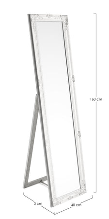 Specchio con cornice in legno bianco "Miro" h 40x3x160 cm