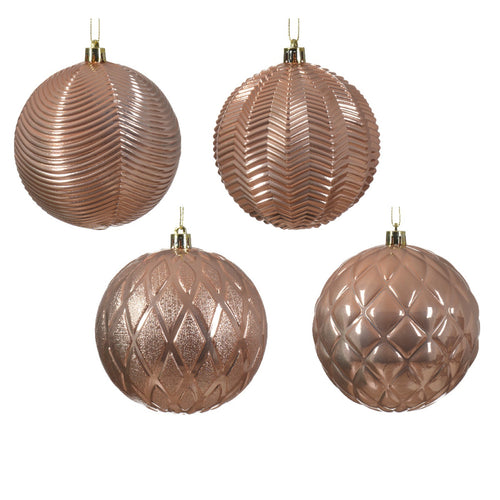 Palline per albero di Natale in vetro color rosa scintillante decorate da Ø10 cm