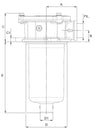 Filtro semi immerso da 3/4 filtrzione 60µ lunghezza 106mm