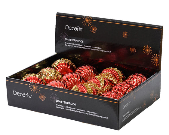 Palline per albero di natale in plastica infrangibile color rosso da 8 cm, 12 pezzi