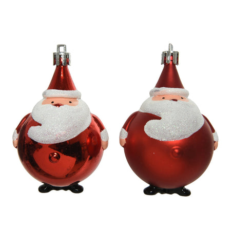 Palline per albero di Natale Babbo in plastica color Rosso Chiaro da 8,5 cm