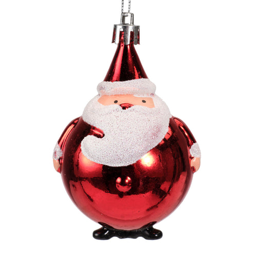 Palline per albero di Natale Babbo in plastica color Rosso Chiaro da 8,5 cm