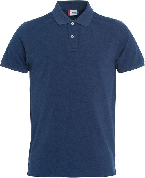 Polo Clique Premium Blu Melange Elasticizzata 215 Grammi Taglie Forti