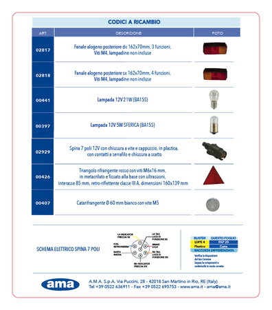 Kit fanali 12 V con cavo 5 poli