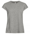 Fashion Top Grigio Melange Maglietta Donna Manica Americana