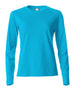 Basic T-Shirt Turchese Azzurro Donna Maglietta Manica Lunga Cotone