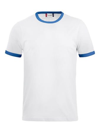 T-Shirt Nome Bianco/Royal Maglietta Sportiva con Profili Puro Cotone