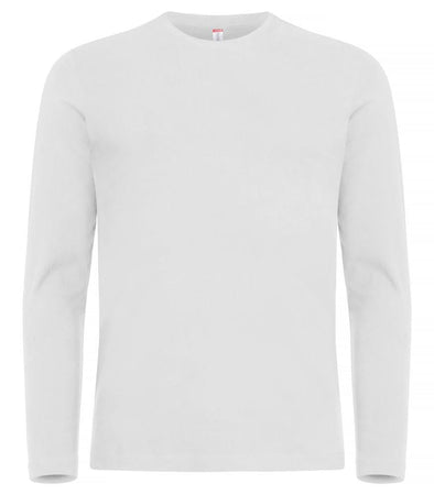 T-shirt Premium Bianco Maglia Clique Manica Lunga Premium 180 gr Taglie Forti