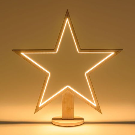 Decorazione luminosa stella natale 55 cm con base strip led multicolor per addobbi natalizi