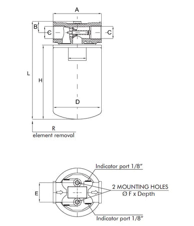 Filtro oleodinamico Spin-on sul ritorno da 1”1/4" 125µ