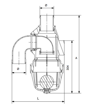 Valvola sifone raccordo dritto ø60mm