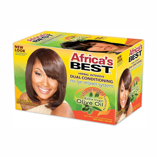 AFRICA'S BEST HERBAL INTENSIVE DUAL CONDITIONING NO -LYE RELAXER SYSTEM WITH EXTRA VIRGIN OLIVE OIL KIT REGULAR STIRAGGION PER CAPELLI