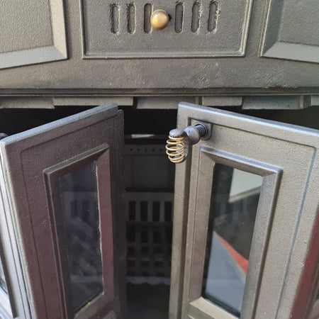 Stufa a legna "Franklin" 13 kW in ghisa con inserti ottone caminetto h 100 cm