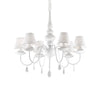 Lampadario Shabby Chic-Provenzale Blanche Metallo Bianco 6 Luci E14
