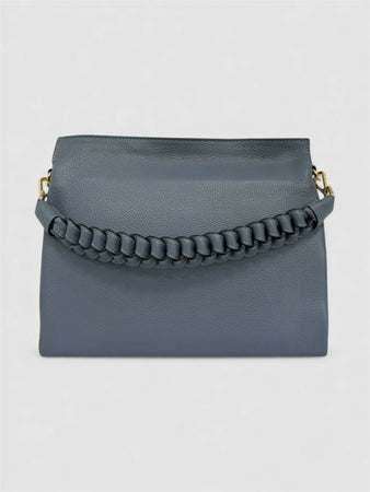 DOPPIASE Borsa Treccia Grande in vera pelle Dollaro Made in Italy 30x25x13cm