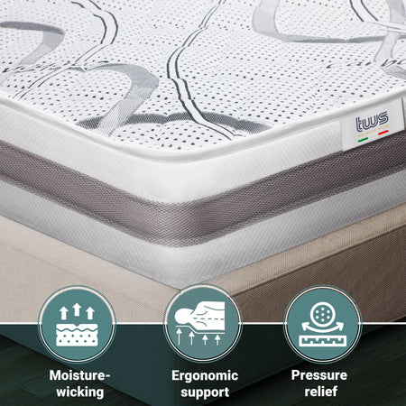 Materasso Matrimoniale CARBON Memory Premium Quality | Altezza 16 cm | Made in Italy
