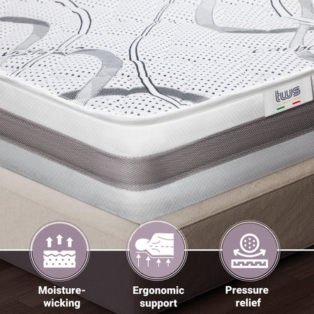 Materasso Extra Size CARBON Memory Premium Quality | Altezza 25 cm | Made in Italy
