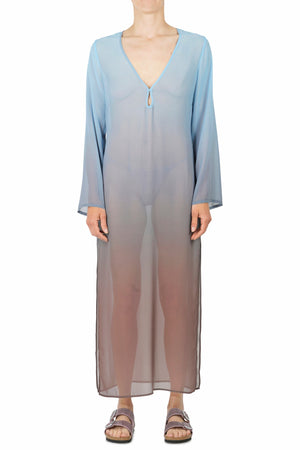 MC2 SAINT BARTH MC2 Saint Barth - Caftano - 450898 - Azzurro/Marrone da donna