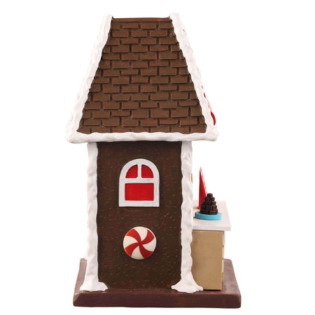 Edificio decorativo "Il dolce negozio di Hansel & Gretel" in poliresina per villaggio di Natale con luci