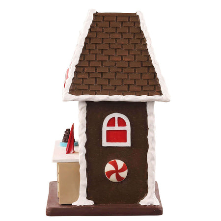 Edificio decorativo "Il dolce negozio di Hansel & Gretel" in poliresina per villaggio di Natale con luci