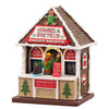 Edificio decorativo Il dolce negozio di Hansel & Gretel in poliresina per villaggio di Natale con luci