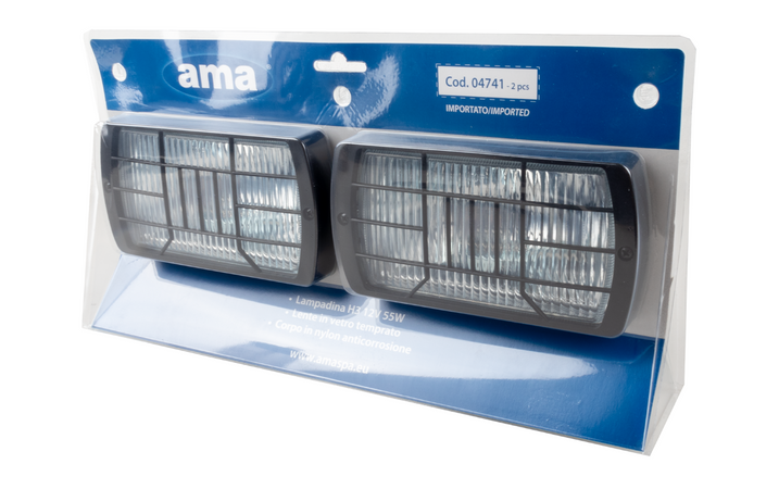 Kit 2 fari da lavoro alogeni rettangolari con griglia 174x92mm