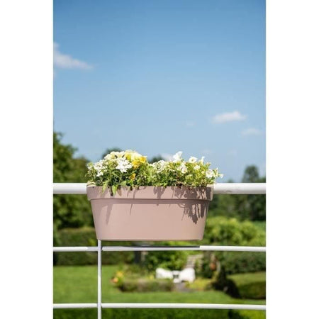 Giardiniera+gancio - GARDEN ID Star - Tortora 50 x 21 cm - Fissaggio facile - Riserva d'acqua - riciclato e riciclabile al 100%