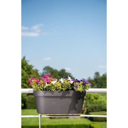 Giardiniera+gancio - GARDEN ID Star - Nero-Anth 50 x 21 cm - Fissaggio facile - Riserva d'acqua - riciclato e riciclabile al 100%