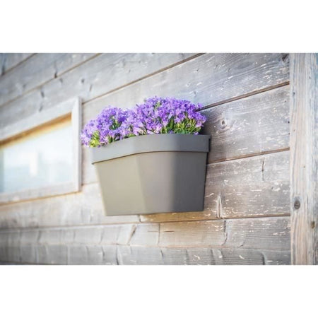 Vaso da parete - GARDEN ID Star - Tortora 36 x 16 cm - Riserva d'acqua con sistema di troppopieno - Riciclato e riciclabile al 100%