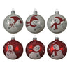 Palline per albero di natale in vetro color Bianco con Pupazzo di Neve da 8 cm, confezione da 6 pezzi