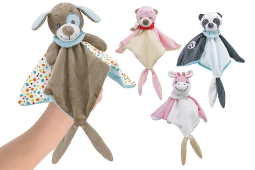 Straccetto con Animale in Peluche 27x27cm 4 Assortimenti
