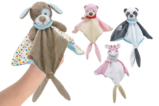 Straccetto con Animale in Peluche 27x27cm 4 Assortimenti