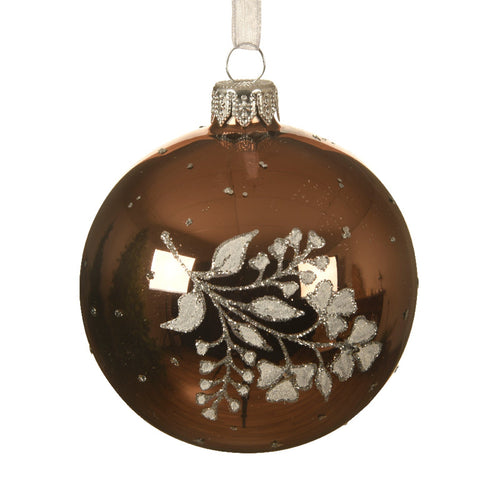 Palline per albero di natale in vetro color Noce da 8 cm, confezione da 6 pezzi