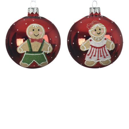 Palline per albero di Natale in vetro color Rosso con pupazzi da 8 cm, confezione da 6 pezzi