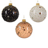 Palline per albero di Natale in vetro decorato rosa, nero e bianco da Ø 8 cm, confezione da 12 pezzi