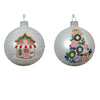 Palline per albero di Natale in vetro decorate colore bianco, 6 pezzi