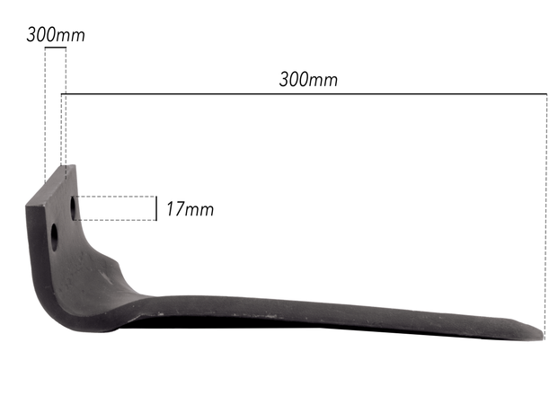Dente dx per erpice lunghezza 300mm larghezza 100mm