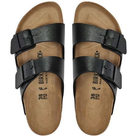 Birkenstock ciabatta Arizona hiny lizard black, Birko Flor Embossed 1027835 Ciabatte Birkenstock
