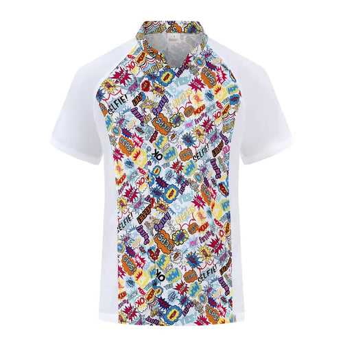 Giacca Javier Bianco Boom Giacca Cuoco Manica Corta No Stiro Stampa Fantasia