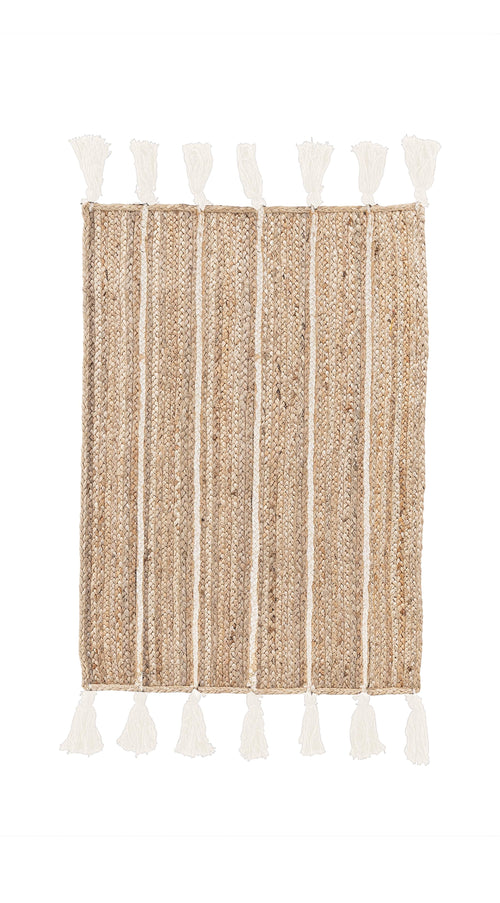 Tappeti jalaja naturale con frangia