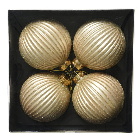 Palline per albero di Natale in vetro con righe da 8 cm, confezione da 4 pezzi