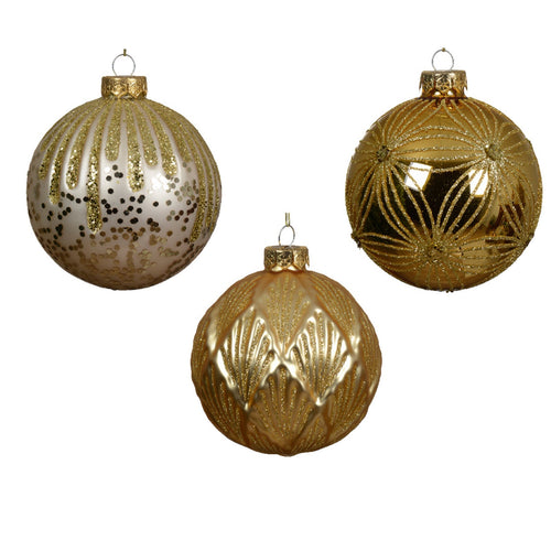 Palline per albero di Natale in vetro decorato colore oro, 12 pezzi