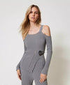 Twinset Maglia donna in filato Treeblend con spilla