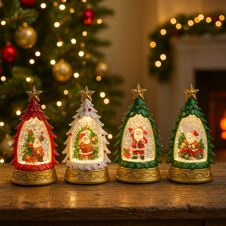 Albero in plastica con luci a batteria per decorazioni natalizie